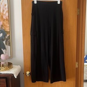 Lisa Rinna Collection Black Dress Wide-Leg Pants with pockets